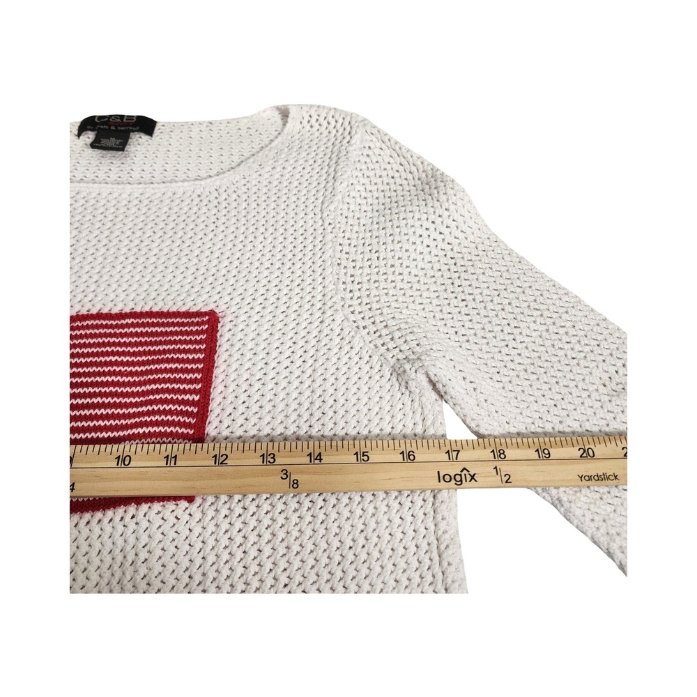 Croft & Barrow Sport White Knit Sweater American Flag Applique Size M - Picture 11 of 11
